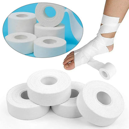 2.5/3.8/5cm 9.1Meters Sport Athletic Waterproof Cotton White Boxing Adhesive Tape Strain Injury Support Sport Binding Bandage