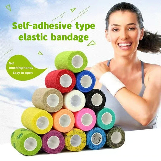 1Roll 2.5/5/10cm*4.8m Gauze motion Bandage Self-adhesive Breathable Elastic Bandages for Sports Fixing Finger Wrist Leg