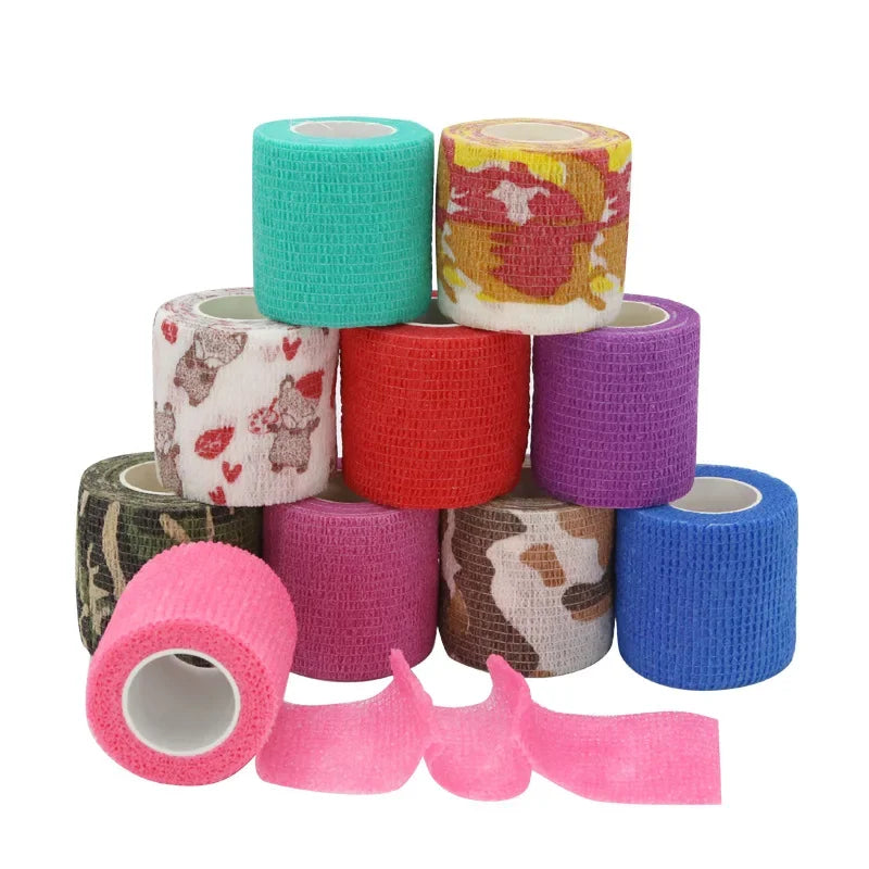 1Roll 2.5/5/10cm*4.8m Gauze motion Bandage Self-adhesive Breathable Elastic Bandages for Sports Fixing Finger Wrist Leg